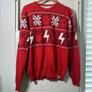 Pokémon Holiday Ugly Sweater Red Fair Isle Poké Balls Christmas‎ Cozy - Large